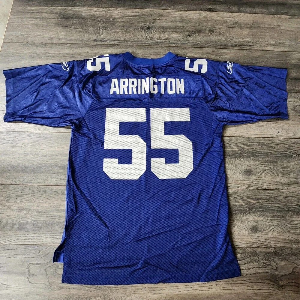 New York Giants Jersey Mens Medium Blue 55 Lavar Arrington NFL Football Reebok - Picture 4 of 4